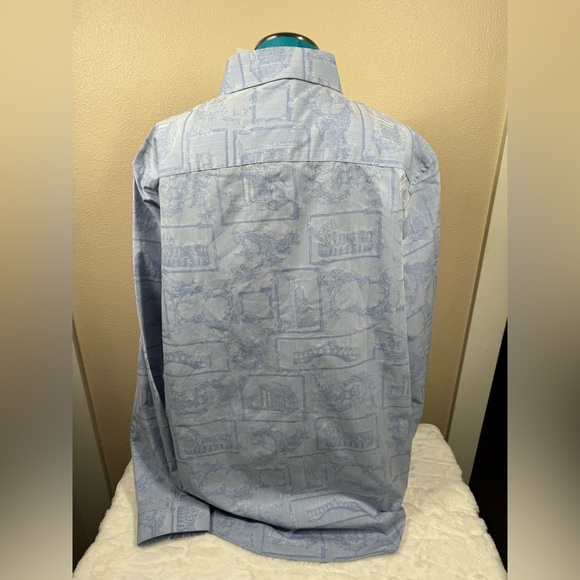 Tasso Elba Mens Tourista Jacquard Regular Fit Button Down Shirt Blue XL - Picture 8 of 8